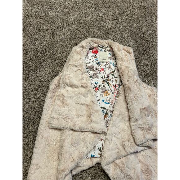 Anthropologie Elevenses Boho Faux Fur Cream Vest Size M Cozy Wintercore Fall - Picture 4 of 8